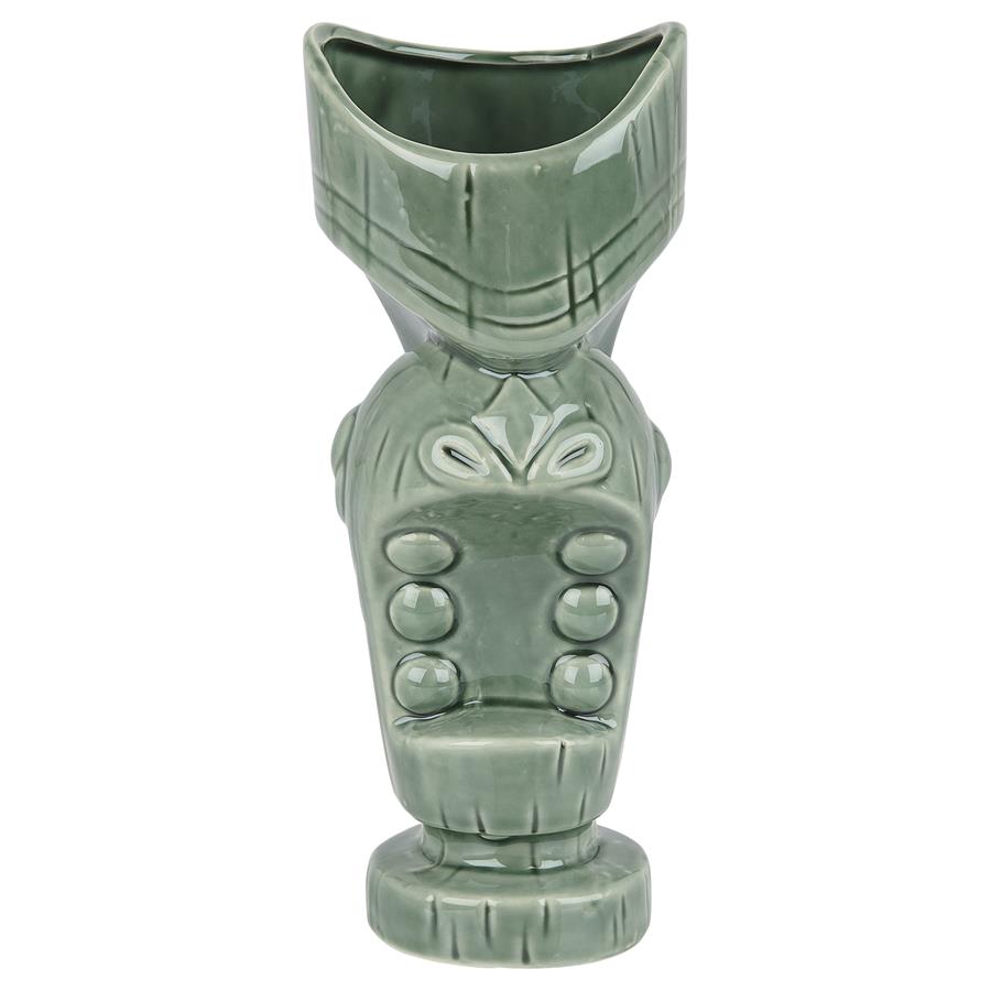 Ceramic Large Mouth Tiki Mug - 650ml - Jungle Green