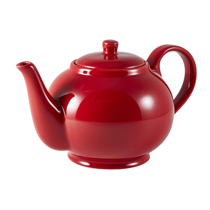 Genware Porcelain Red Teapot 85cl/30oz
