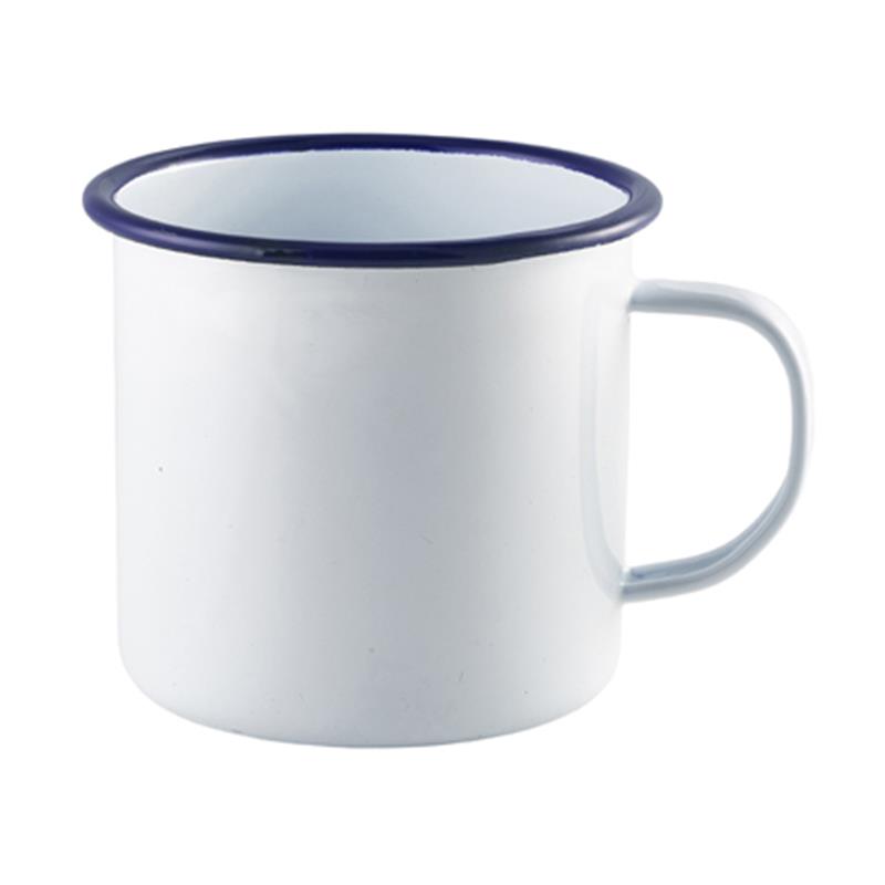Enamel Mug White with Blue Rim 56.8cl/20oz
