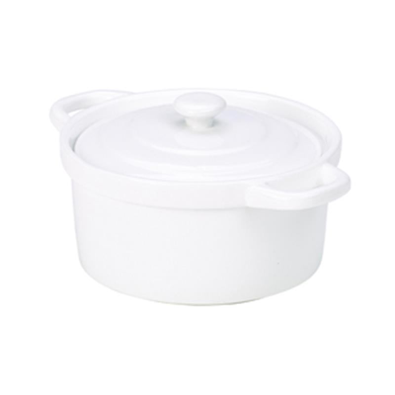 Genware Porcelain Covered Mini Casserole Dish 14cm/5.5"