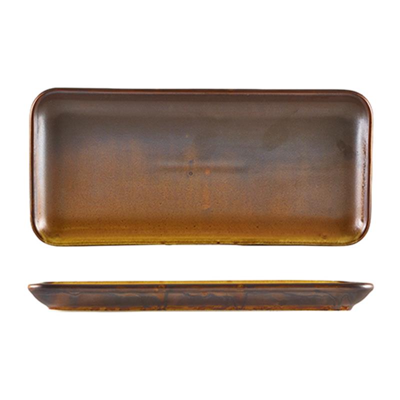 Terra Porcelain Rustic Copper Narrow Rectangular Platter 27 x 12.5cm