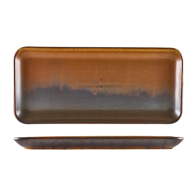 Terra Porcelain Rustic Copper Narrow Rectangular Platter 36 x 16.5cm