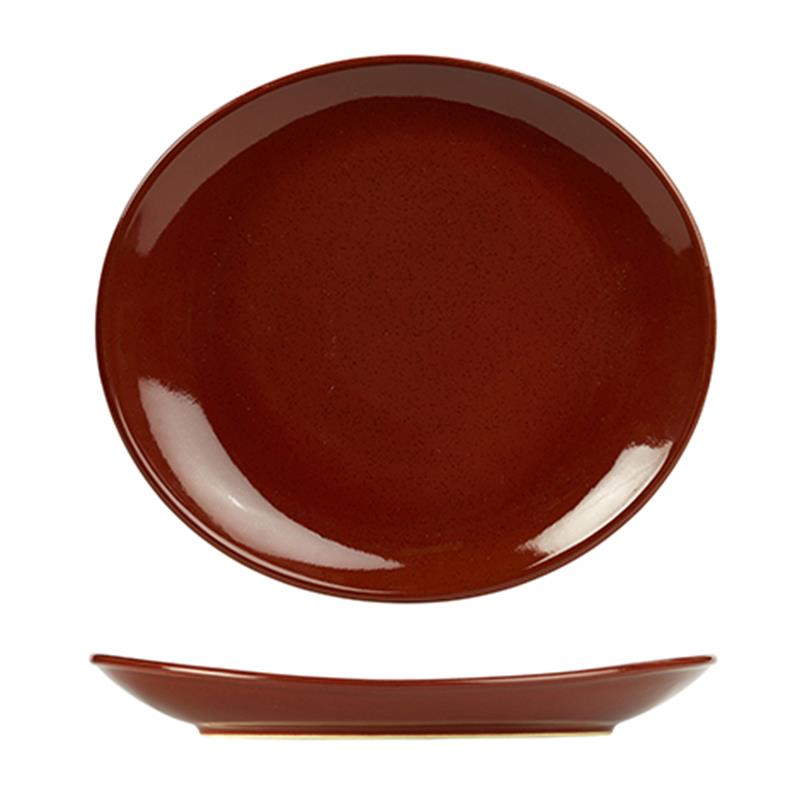 Terra Stoneware Rustic Red Oval Plate 25x22cm