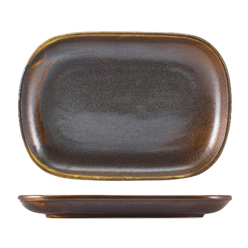 Terra Porcelain Rustic Copper Rectangular Plate 24 x 16.5cm