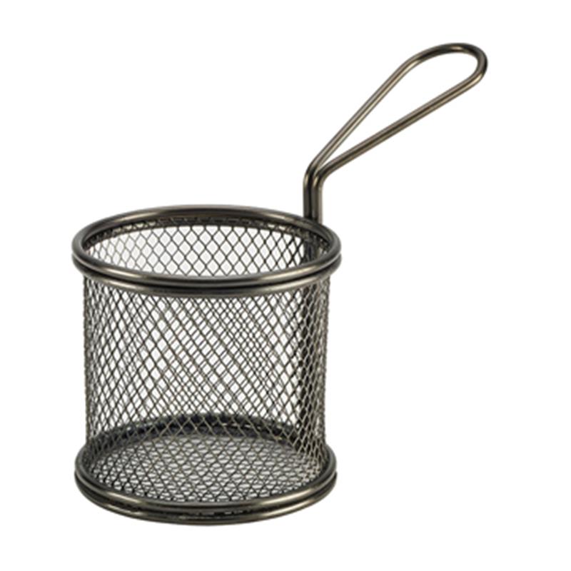 Black Serving Fry Basket  Round 9.3 x 9cm