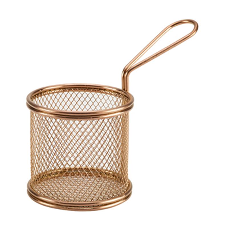 Copper Serving Fry Basket Round 9.3 x 9cm