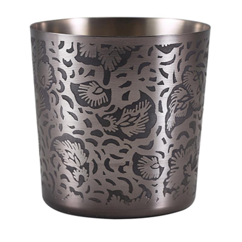 GenWare Black Floral Stainless Steel Serving Cup 8.5 x 8.5cm