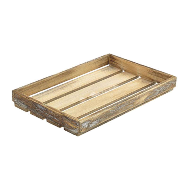 Genware Dark Rustic Wooden Crate 35 x 23 x 4cm