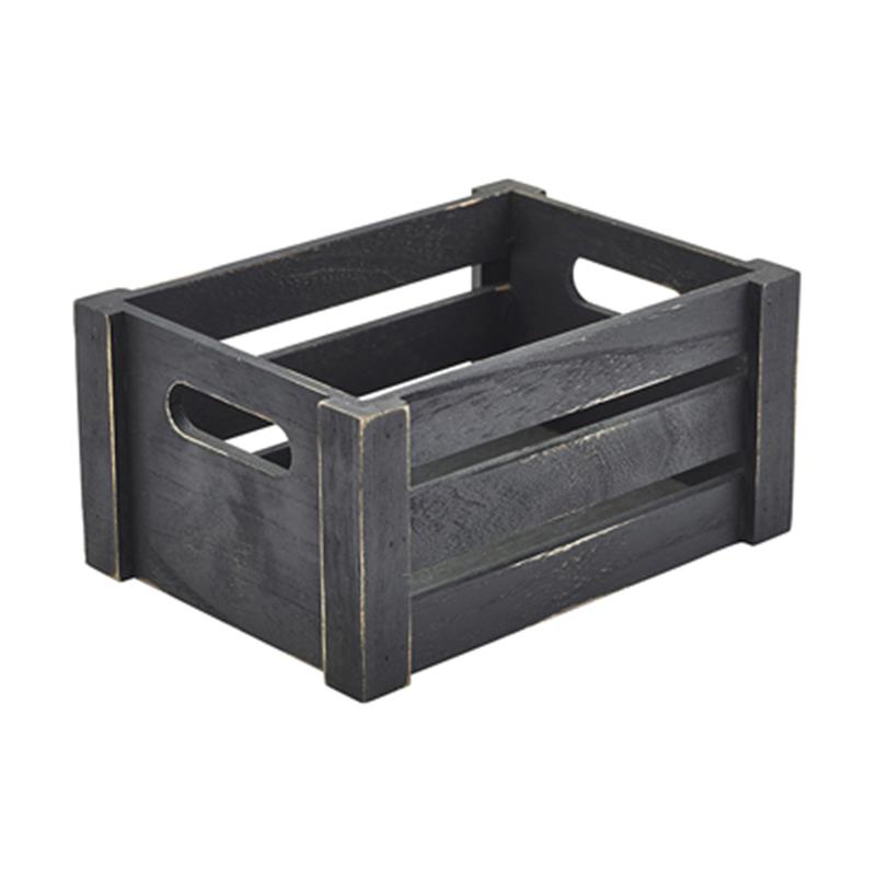 Genware Black Wooden Crate 22.8 x 16.5 x 11cm