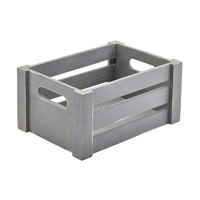 Genware Grey Wooden Crate 22.8 x 16.5 x 11cm